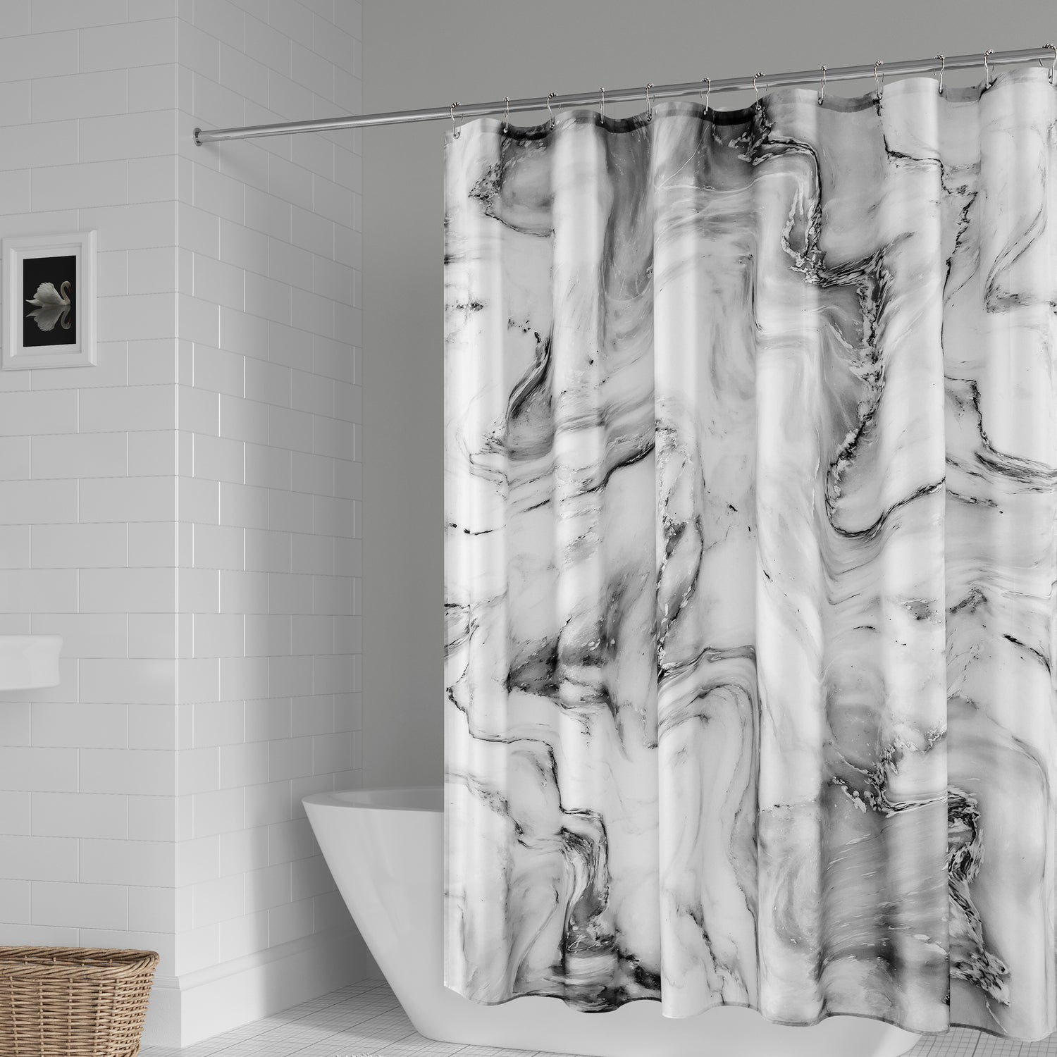 Eachope Marble style Shower Curtain